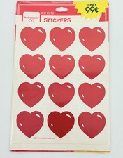 Vintage Hallmark Ambassador Red Heart Stickers 4 Sheets Valentines Sealed Pkg