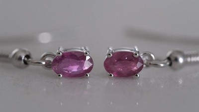 Natural/Earth-Mined Ruby Hook Earrings 5x3mm Platinum