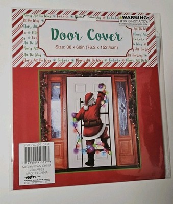 SANTA XMAS LIGHTS CHRISTMAS DOOR COVER DECORATION 60'' X 30'' REGENT PRODUCTS NEW