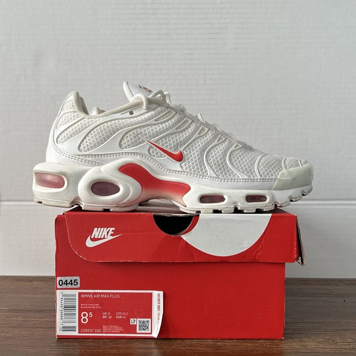 Nike Air Max Plus White Track Red W for sale | eBay