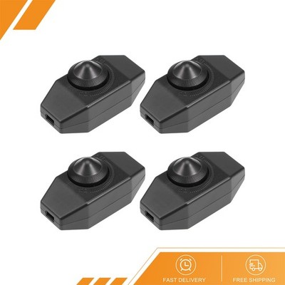 4 x Rotary Cord Switch AC 250V 2A Slide Control Lamp Dimmer 100-Watt Black