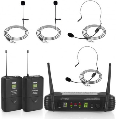 Pyle PDWM3400 2 Channel Wireless Microphone System - Black (Open Box)