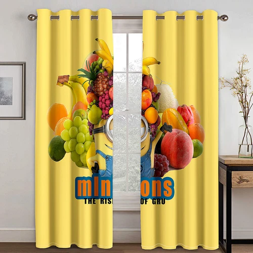 3D Minions Cortinas Niños Oscurecimiento Cortina Cortinas Opacas con Ojales Nuevo - Imagen 19 de 19