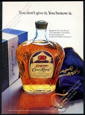 1970 Seagram's Crown Royal whiskey bottle bag box photo vintage print ad