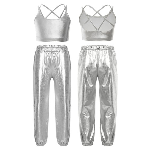 Kids Girls Suit Street Outfits Crop Tank Tops Set Gymnastics Dancewear Bottoms - Picture 28 of 38