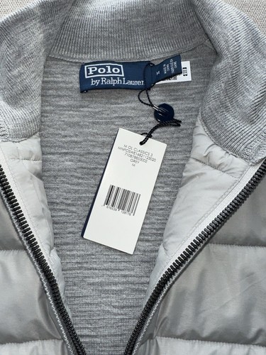 Polo Ralph Lauren Gris Acolchado Híbrido Cremallera Completa Jersey Chaqueta M Mediana - Imagen 6 de 9