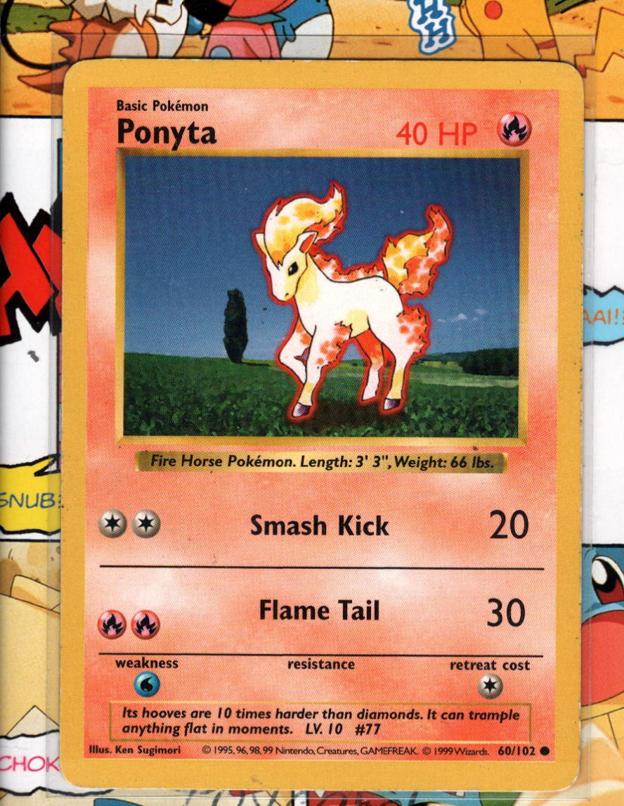 1999 ponyta pokemon card value Pokemon TCG Ponyta - 60/102 WOTC SHADOWLESS Base Set LP