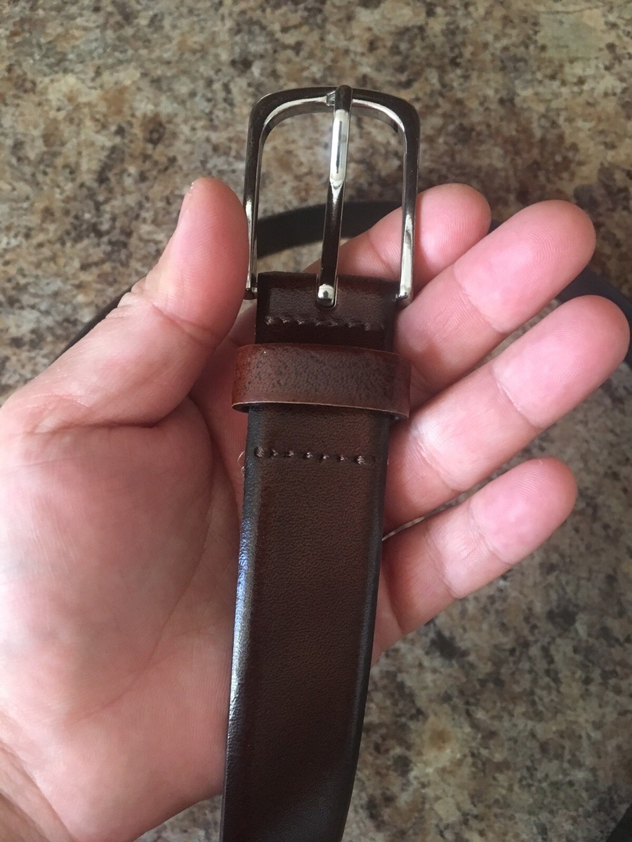 Zara Mens Brown Slim Cow Leather Belt Sz 85 | eBay
