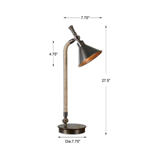 Uttermost Duvall Contemporary Metal and Rope Task Lamp in Bronze - Picture 2 of 2