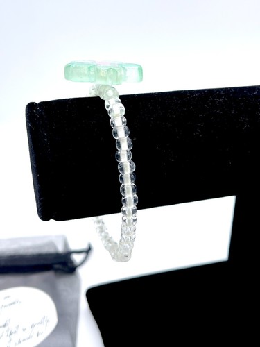 Glow in the Dark Flower Bracelet, 7 inch Stretch, 4/0 Glass Seed Beads -B5 - Picture 32 of 33