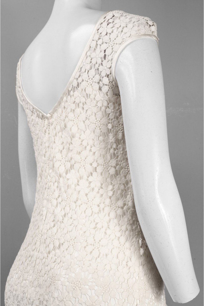 Robe Cocktail Theia En Dentelle Crochet Couleur Ivoire - Taille 4 - Mini Longueur - Neuf Avec étiquettes