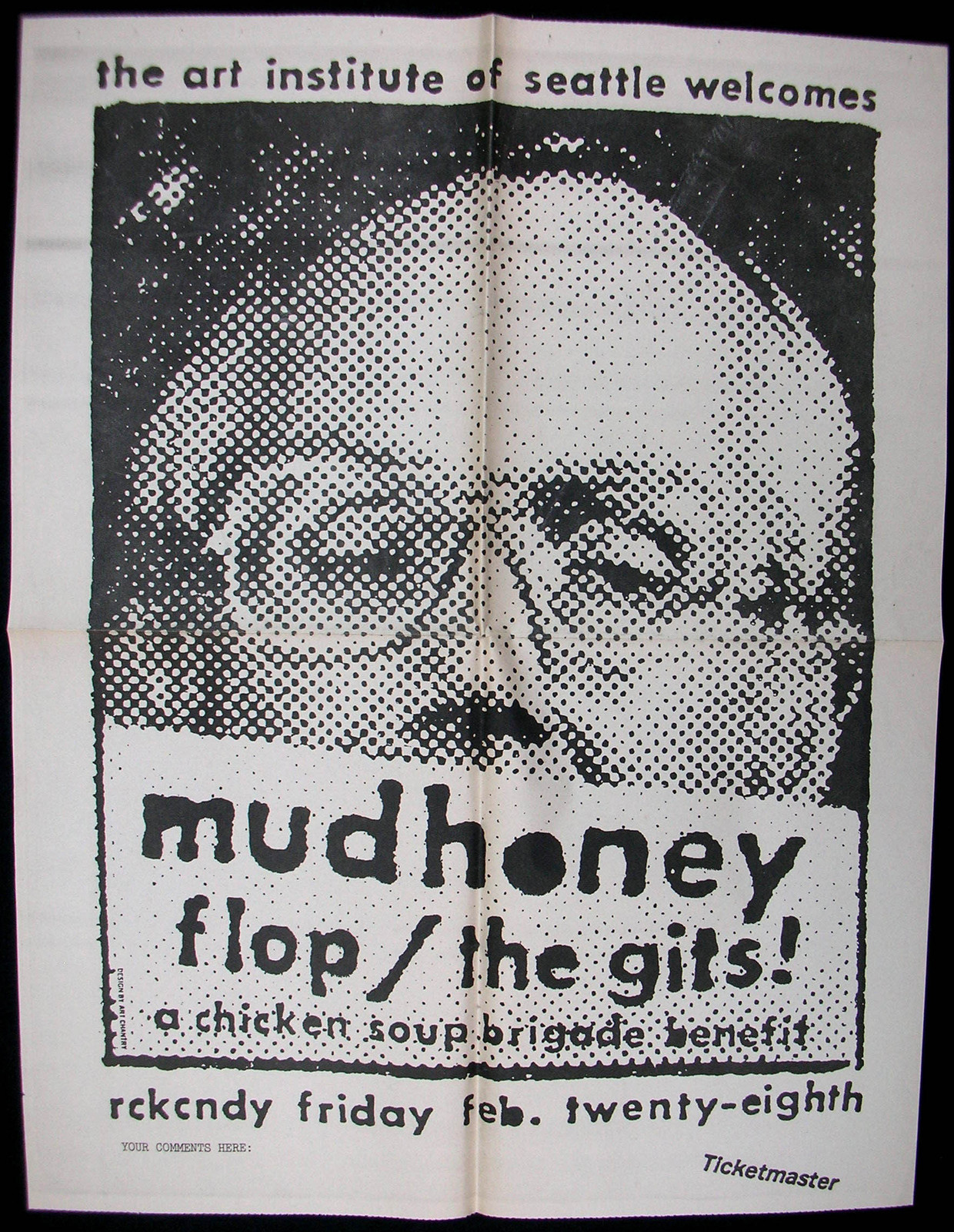MUDHONEY Rckcndy 1992 ORG Concert POSTER Chicken Soup Brigade BENEFIT