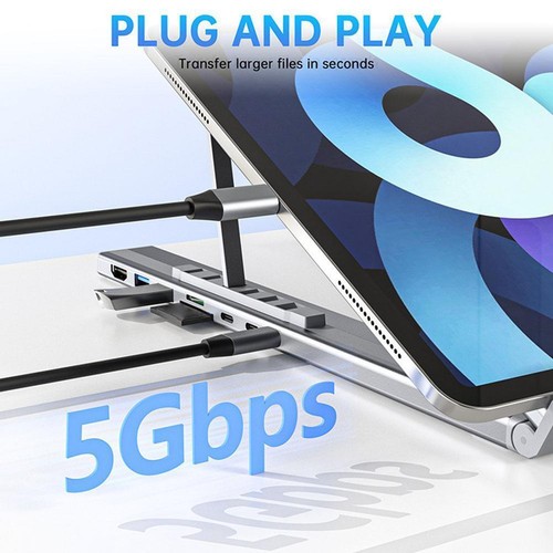 8 w 1 stojak na laptopa USB C HUB stacja dokująca do laptopa K8Q9 wsparcie U8E0 Q6U6 Z1E1 - Zdjęcie 8 z 14