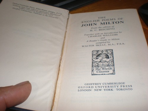 Vintage Book English Poems of John Milton Oxford Press 1951 VGC FREE SHIPPING - Picture 4 of 9