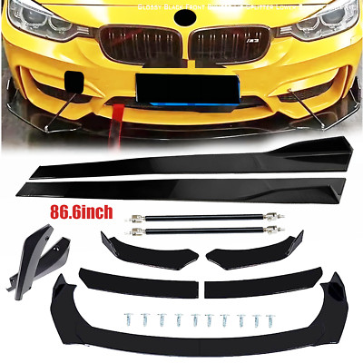 For BMW E90 E92 E93 Front Bumper Rear Lip Splitter Spoiler Glossy Black Body Kit