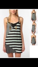 Urban Outfitters Silence + Noise Striped Silky Green Black Tunic/Dress Size S
