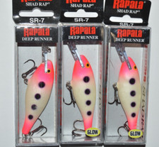 3 lures rapala shad rap sr-7 sr07 mft  2.75" 5/16oz crankbait glow pink squirrel