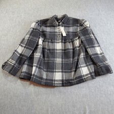 Mixit Gray Jacket Women's Medium Gray Plaid Babydoll Blazer Lined Button Front