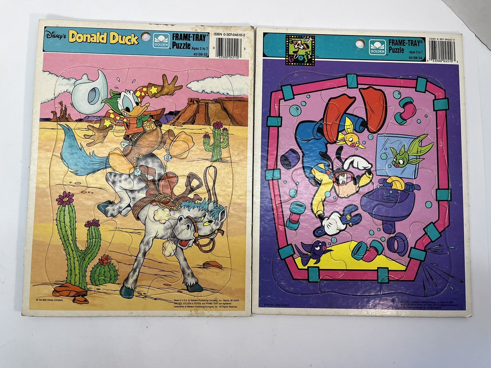 6 Vintage Walt Disney's Classic Golden Frame-Tray Puzzles