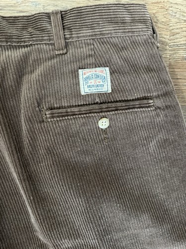 VTG Polo Ralph Lauren Made In USA Corduroy Polo Cords Men's 34x36 Brown Cuffed - Imagen 9 de 9