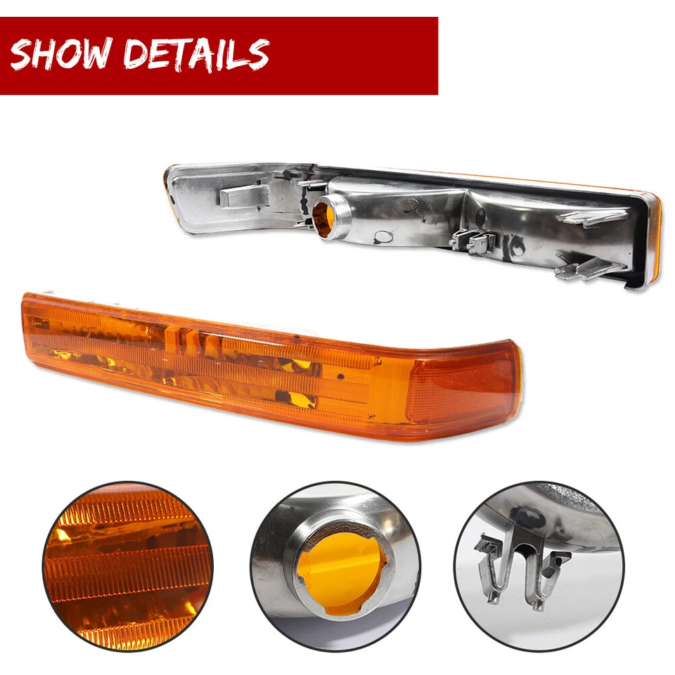 Turn Signal Light Set For 1998-2004 Chevrolet S10 GMC Sonoma Jimmy Blazer Front - Image 3 of 4