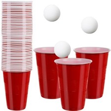 50x Bierpongbecher Red Cups stabile Rote Bierbecher Bierpong Becher Beerpong