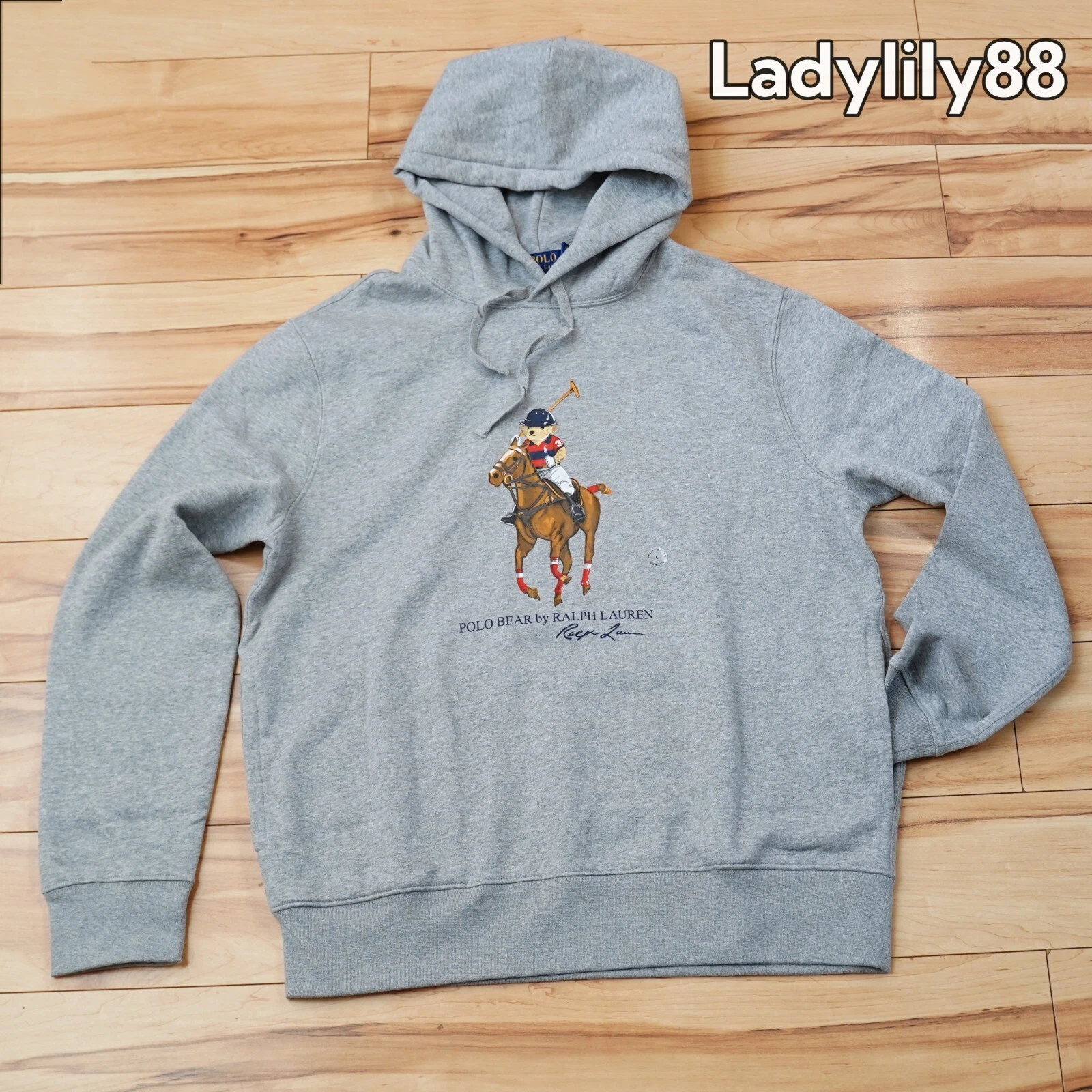 Polo Ralph Lauren Preppy Bear Polo Bear Pullover Hoodie Hooded Sweatshirt - Gray