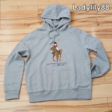 Polo Ralph Lauren Preppy Bear Polo Bear Pullover Hoodie Hooded Sweatshirt - Gray