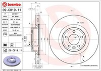 2X Brembo 09.C819.11 Bremsscheibe FüR Land Rover
