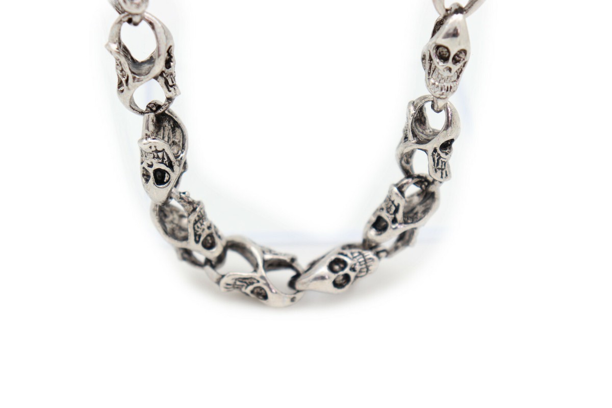 Porte-clés Crâne En Argent Sterling 925 – Chaîne Portefeuille Homme – Fait Main Vintage