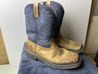 Rocky Kids Western Kid's Brown Denim Blue Cowboy Boots RKW0255Y Size 5m 