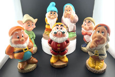Walt Disney Seven Dwarfs Figurines Squeaky Rubber Bath Toys Set Vintage