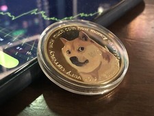 DOGECOIN - Physical Metal Coin  Case SHIPS FROM USA Combined Shipping Offered