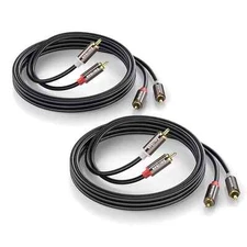 RCA Cables 2 Pack[Hi-Fi Sound, PVC Jacket, Shielded], 2-Male to 2-Male RCA Au...