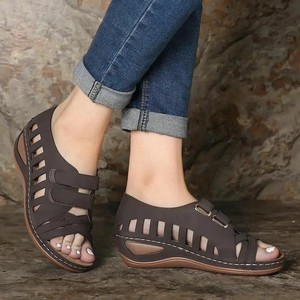 Casual Non-Slip Large Size Lightweight Hollow slope sandals with fish mouth