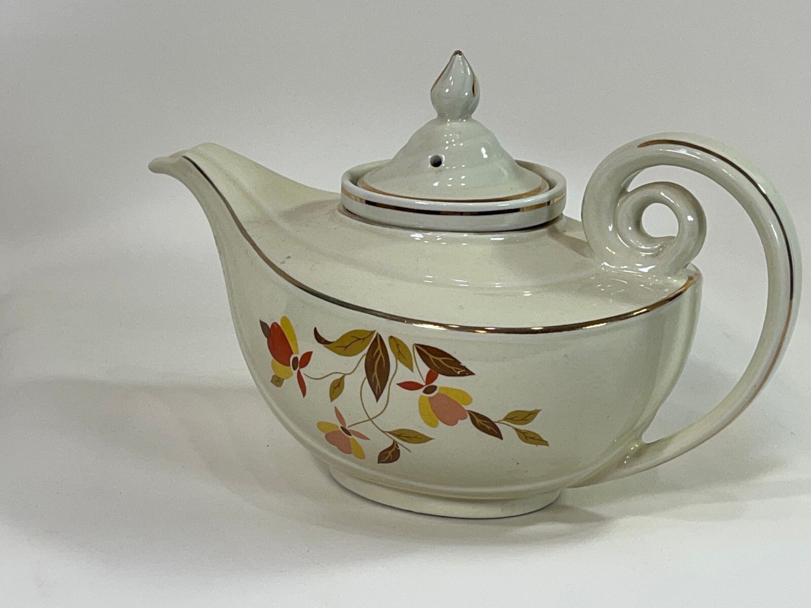 Mid-Century HALL'S Superior Autumn Leaf Aladdin Tea Pot w/Lid & Infuser Vintage.