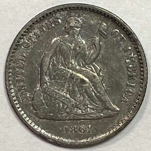 1861 Seated Liberty Half Dime Choice Extremely Fine XF+ Coin, Scratch #15271