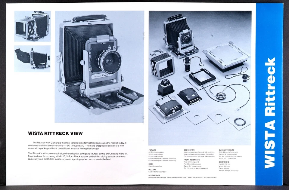 WISTA CAMERA CO. "THE WORKS" RARE VINTAGE ORIGINAL PRODUCT BOOKLET MINT COND. - Image 2 of 3