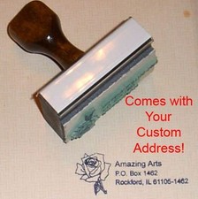 Rose Rubber Stamp With Your Custom Address- Beautiful