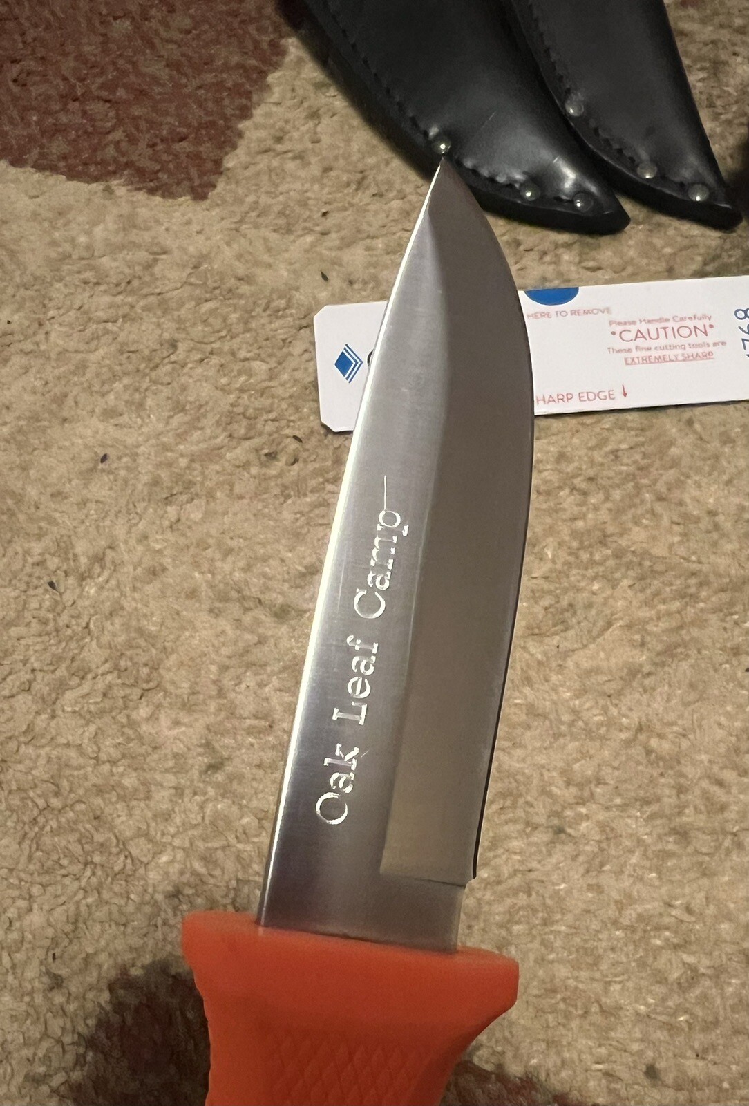 Cutco Drop Point Hunting Knife Orange Straight EXTRA Leather