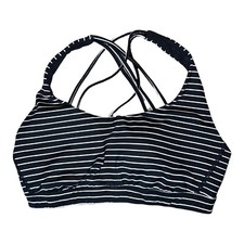 VICTORIA'S SECRET VSX Sports Bra Stripped Not Padded Crossed Back Straps Sz S