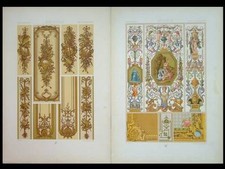 ORNEMENTATION LAMBRIS, 18e SIECLE - 2 LITHOGRAPHIES 1885 - RACINET, ORNEMENT
