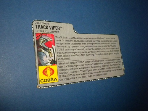 GI/G.I. JOE FILE CARD - TRACK VIPER - Hasbro vintage - Picture 3 of 3