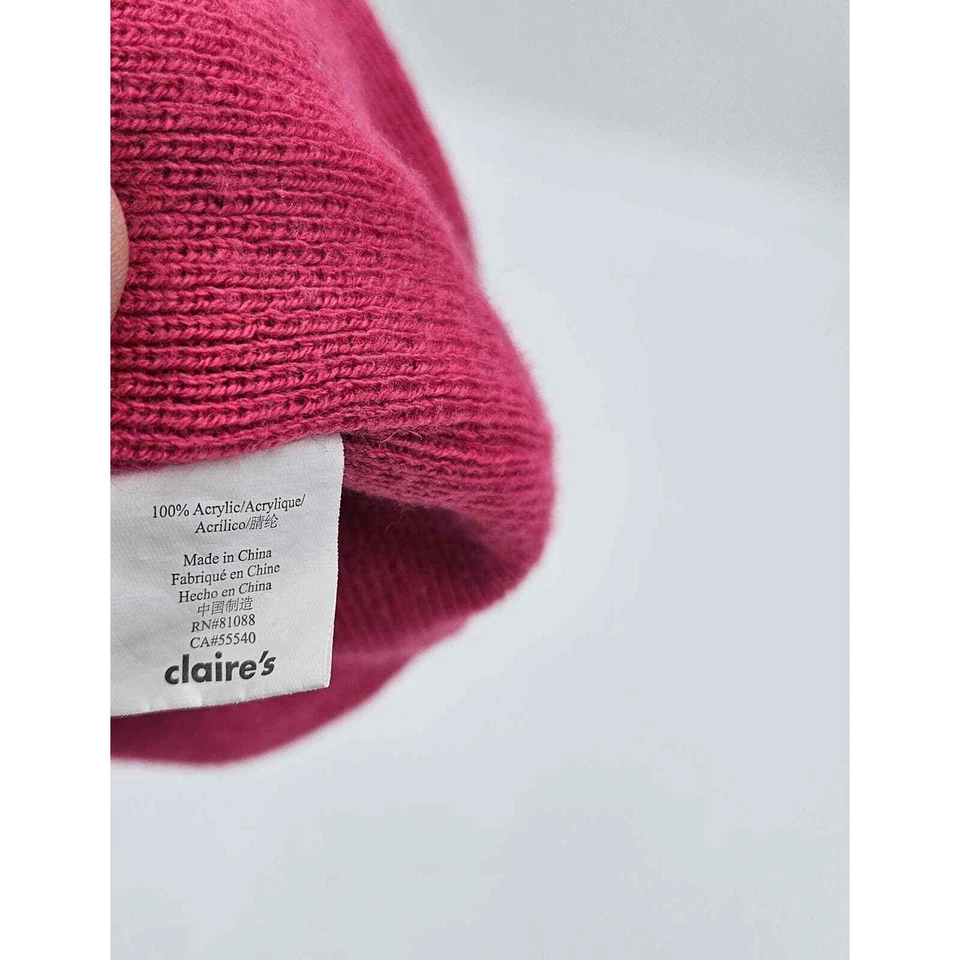 Claire's Hot розовый черный плохой волос день заявление шляпа Beanie хэштег селфи - Изображение 3 из 4
