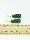 14k Yellow Gold Long Green Malaysia Jade Teardrop Dangle Earrings — photo 4