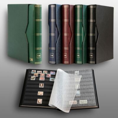 Prophila Collection 64 Schwarze Seiten Briefmarkenalbum wattiert mit Kassette gr