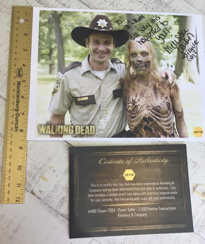 “Autograph The Walking Dead” Melissa Cowan “Bicycle Girl” With Rick COA Horror - Picture 5 of 10