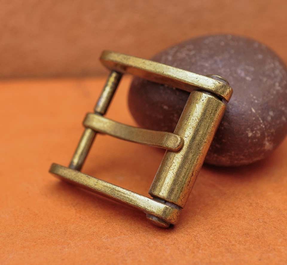 Novedad Para Hombres Retro Antiguo Latón Pin Metal Rodillo Cinturón Hebilla 32mm Foto 4 de 4