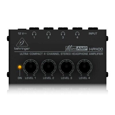 Behringer MicroAMP HA400 4-Channel Small Headphone Amplifier 120V US IEC Plug