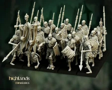Wargames Compatible - Skeleton Spearmen x 10 - Highlands Miniatures